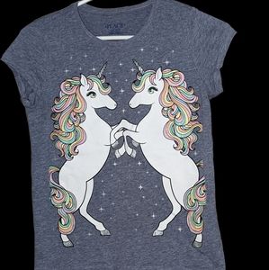 Girls unicorn shirt sleeve shirt grey size large(10/12)